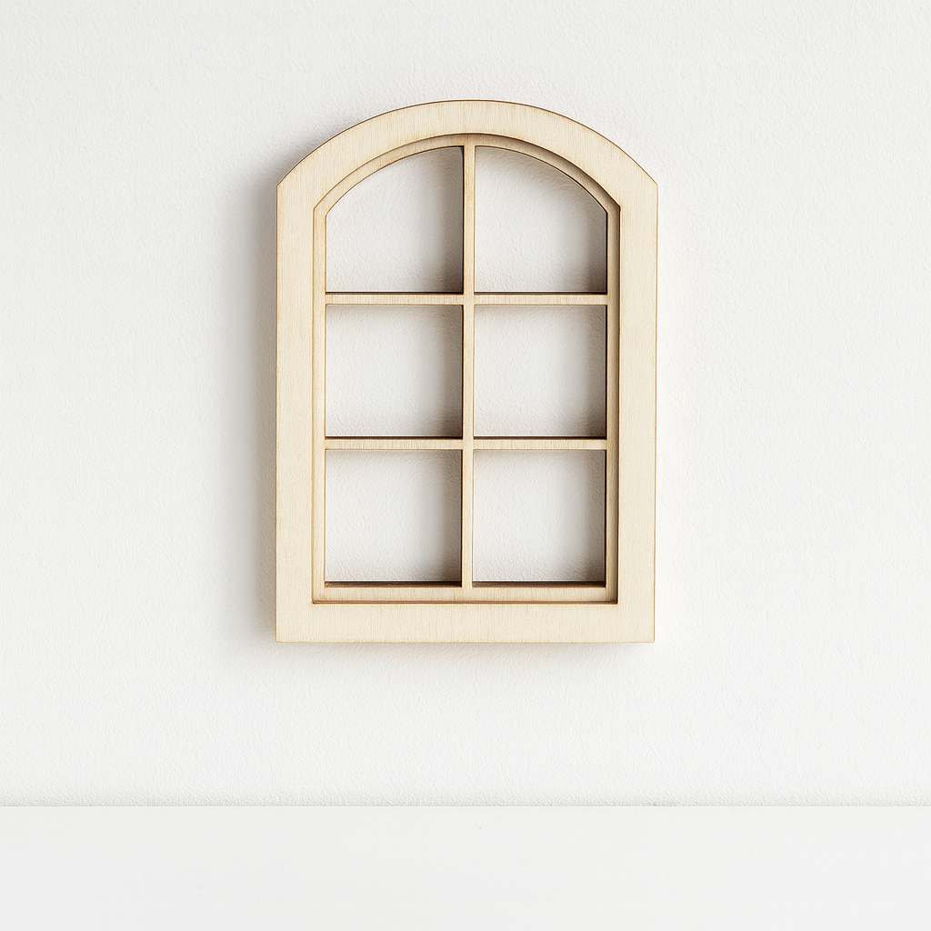 Miniatur Fenster aus Holz 7,5x10cm – Wichtel Zubehör für Puppenhaus, Diorama und Modellbau