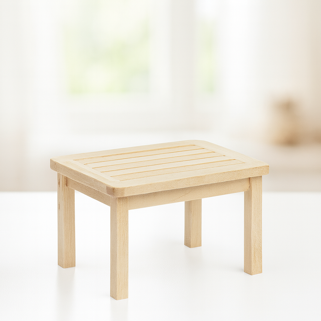 Miniatur Tisch aus Holz, ca. 7,5x4,8x4,3cm – Zubehör für Wichtelwelt, Puppenhaus und Diorama