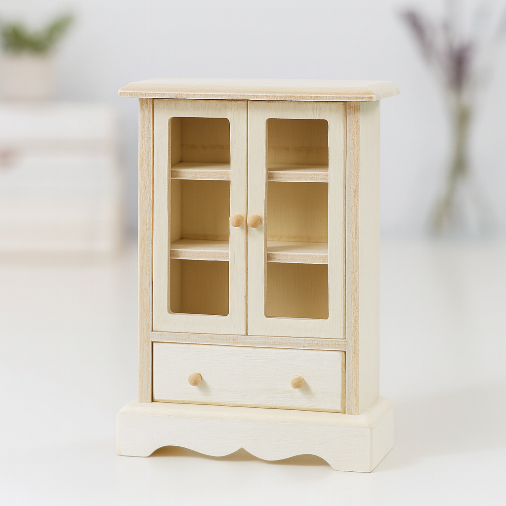 Miniatur Schrank aus Holz 7,8x3,2x11,6cm – Wichtel Zubehör für Puppenhaus, Diorama und Modellbau