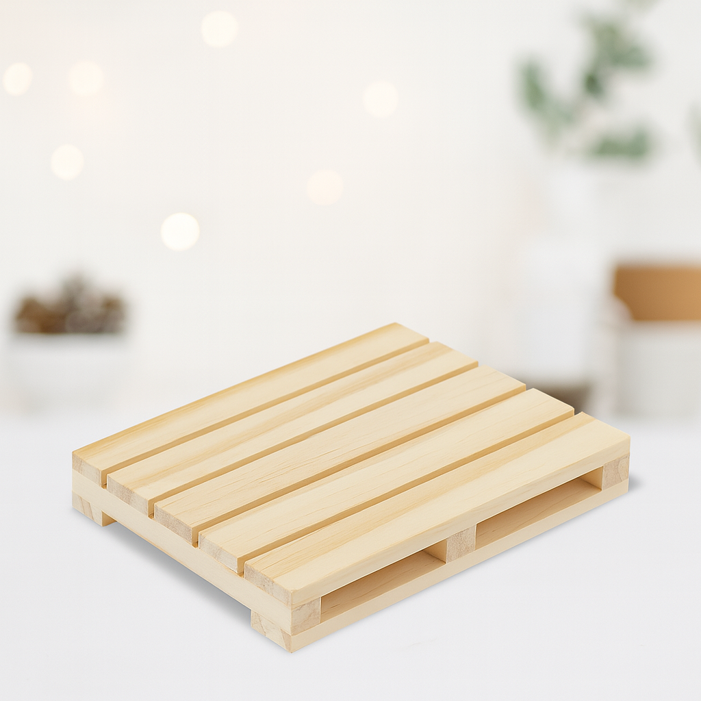 Miniatur Palette 11,4cm aus Holz – Wichtel Zubehör für Puppenhaus, Diorama & Modellbau
