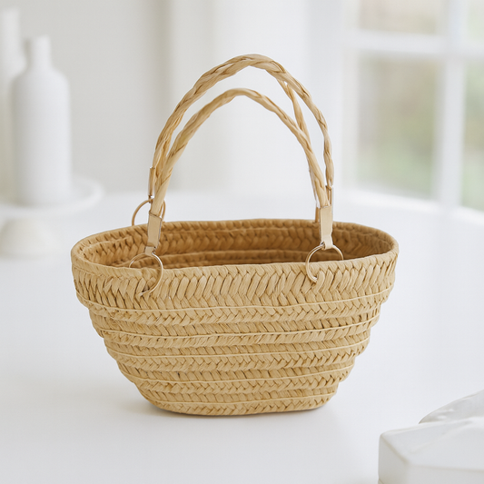 Miniatur Tasche 5,2x2x3cm – Wichtel Zubehör aus Naturmaterial für Puppenhaus, Diorama und Modellbau