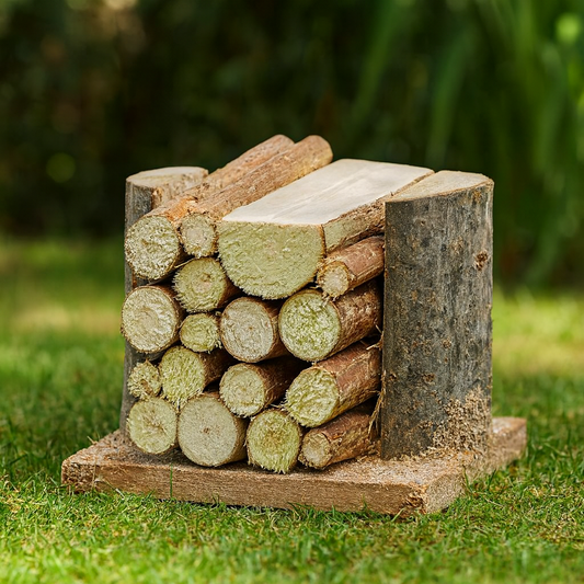 Miniatur Holzstoß 4cm aus Naturholz – Wichtel Zubehör für Puppenhaus & Diorama