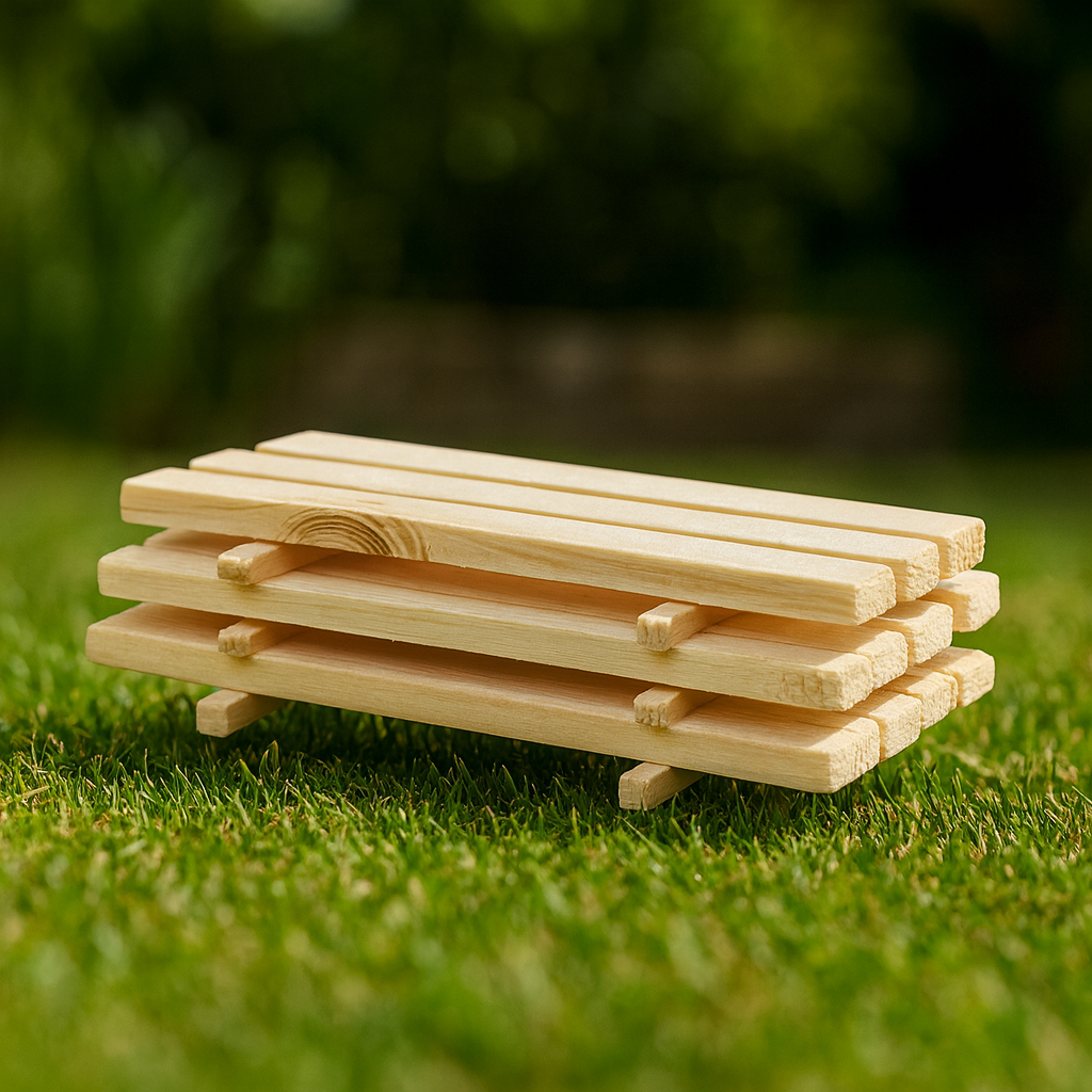 Miniatur Bretterstapel 7cm aus Holz – Zubehör für Puppenhaus, Diorama & Wichtelwelt